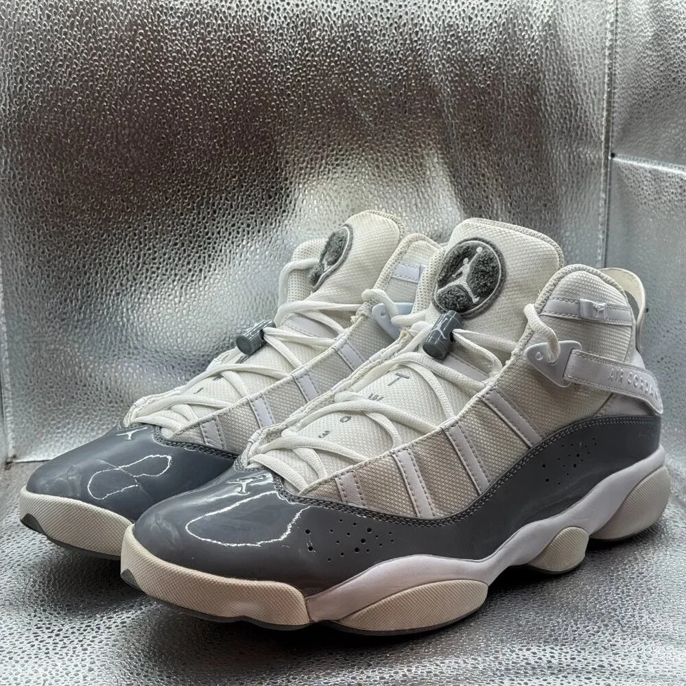 Size‎ 12 Nike Air Jordan 6 Rings Cool Gray White Mens Patent Leather 322992-121